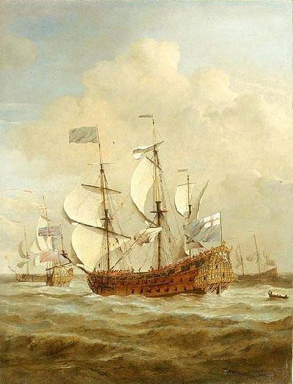 VELDE, Willem van de, the Younger HMS St Andrew at sea in a moderate breeze, painted Germany oil painting art